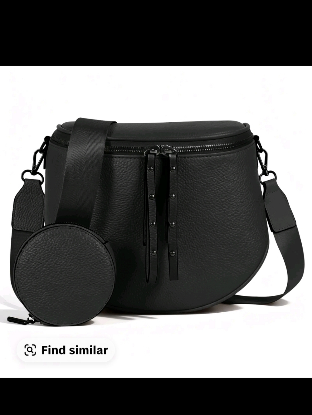 Black Crossbody Saddle Bag with Coin Pouch
